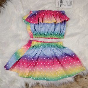 NWT 9-12M Rainbow 2-Piece Dress Baby Girl